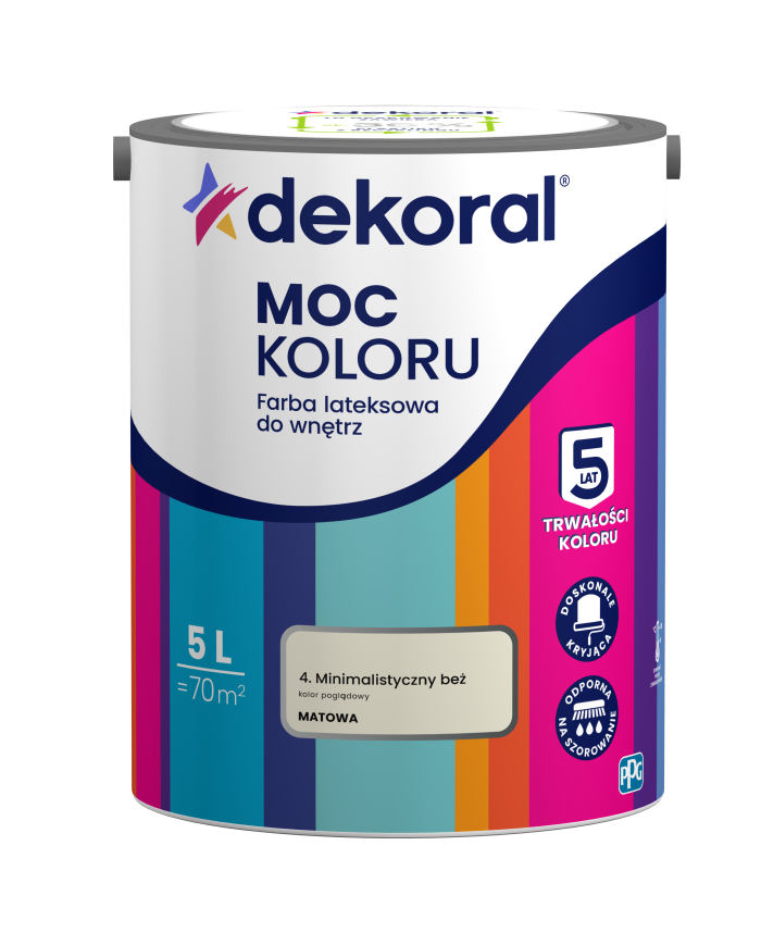 PPG MOC KOLORU Minimalistyczny Beż 5L - Farba do Wnętrz PPG MOC KOLORU Minimalistyczny Beż 5L - Farba do Wnętrz