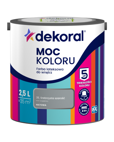 PPG MOC KOLORU Srebrzysta Szarość 2,5L - Farba do Wnętrz PPG MOC KOLORU Srebrzysta Szarość 2,5L - Farba do Wnętrz