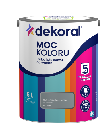 PPG MOC KOLORU Srebrzysta Szarość 5L - Farba do Wnętrz PPG MOC KOLORU Srebrzysta Szarość 5L - Farba do Wnętrz