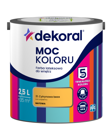 PPG MOC KOLORU Cytrynowa Beza 2,5L - Farba do wnętrz PPG MOC KOLORU Cytrynowa Beza 2,5L - Farba do wnętrz