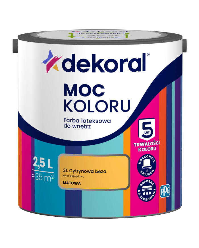 PPG MOC KOLORU Cytrynowa Beza 2,5L - Farba do wnętrz PPG MOC KOLORU Cytrynowa Beza 2,5L - Farba do wnętrz
