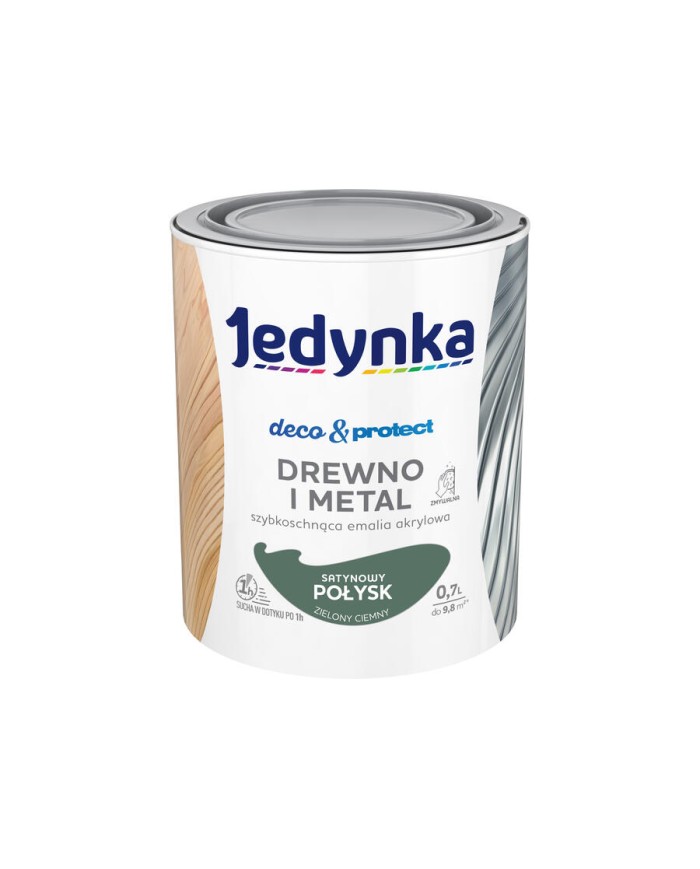 Jedynka Deco&Protect Drewno i Metal 0,7L Zielony Ciemny Satynowy Jedynka Deco&Protect Drewno i Metal 0,7L Zielony Ciemny Satynowy