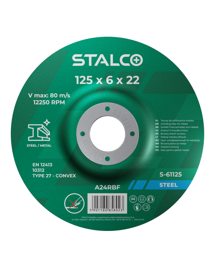 Tarcza do szlifowania metalu 125x6,0 mm STALCO - Wysoka jakość