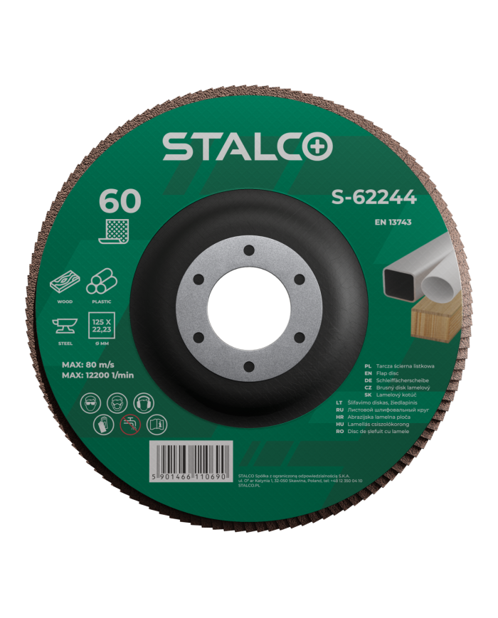 Tarcza ścierna listkowa 125x22,23 mm G100 STALCO - Wysoka jakość