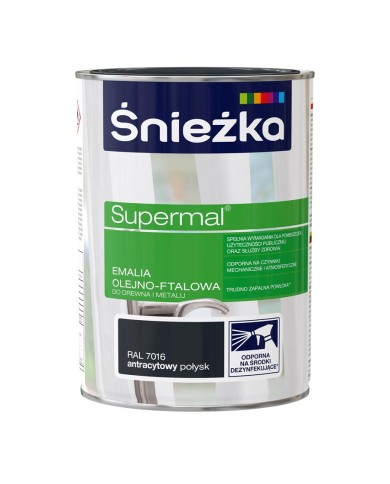 Farba Supermal 0,8 L Ral 7016 do drewna i metalu - ŚNIEŻKA Farba Supermal 0,8 L Ral 7016 do drewna i metalu - ŚNIEŻKA
