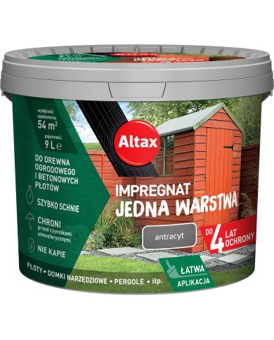 Impregnat ALTAX 9L Antracyt - Jedna Warstwa, 4 Lata Ochrony