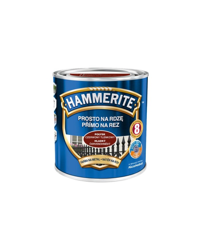 HAMMERITE Połysk Czerwony Tlenkowy 0,7L - Farba do metalu HAMMERITE Połysk Czerwony Tlenkowy 0,7L - Farba do metalu