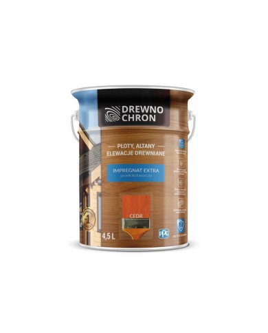 Impregnat do drewna Extra Cedr 4,5 L - Ochrona DREWNOCHRON Impregnat do drewna Extra Cedr 4,5 L - Ochrona DREWNOCHRON