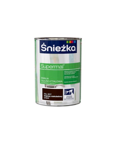 Farba Supermal 0,8 L brązowa czekoladowa ŚNIEŻKA do drewna i metalu Farba Supermal 0,8 L brązowa czekoladowa ŚNIEŻKA do drewna i metalu