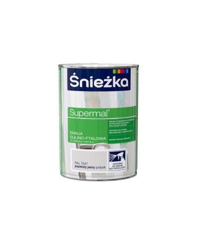 Emalia olejno-ftalowa Supermal 0,8 L popielata jasna ŚNIEŻKA Emalia olejno-ftalowa Supermal 0,8 L popielata jasna ŚNIEŻKA