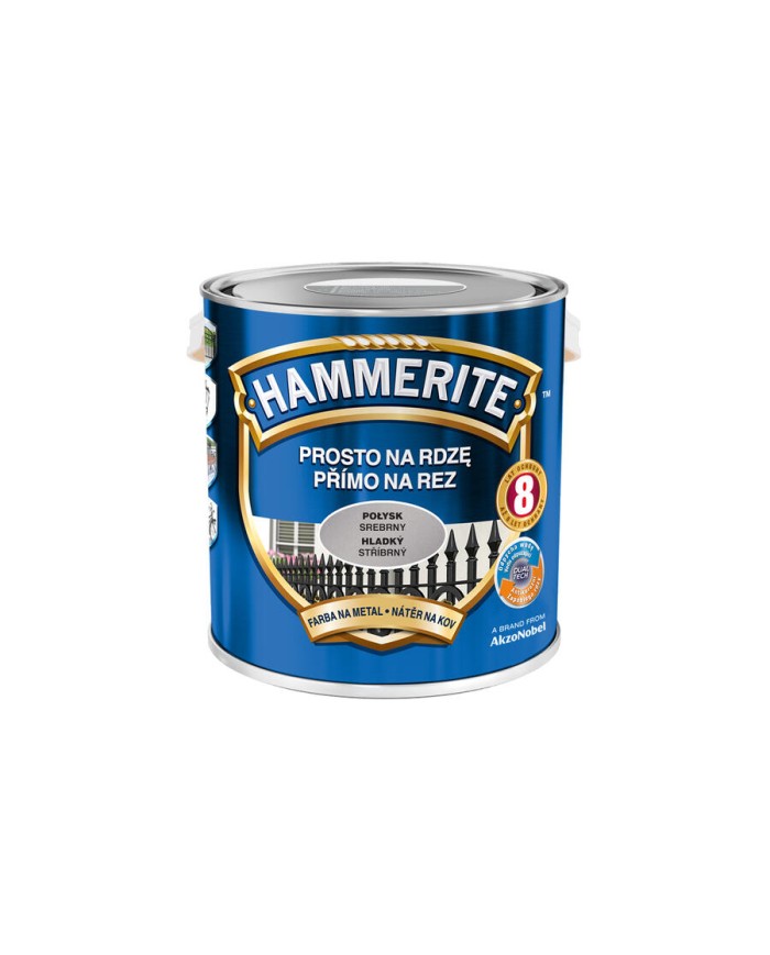 HAMMERITE Połysk Srebrny 2,5L - Farba do metalu i drewna HAMMERITE Połysk Srebrny 2,5L - Farba do metalu i drewna