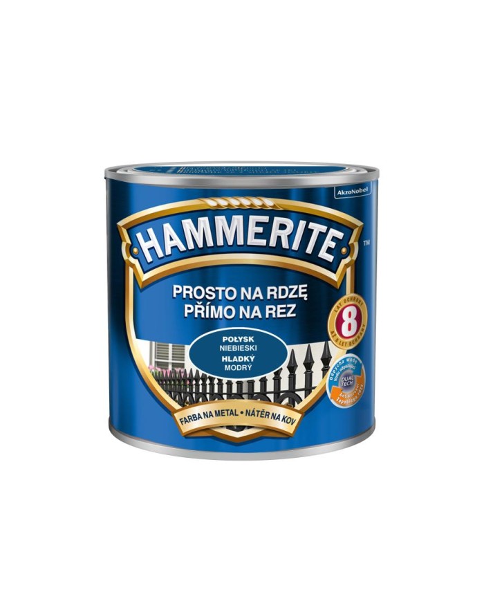 HAMMERITE Połysk Niebieski 250ml - Farba do metalu i drewna HAMMERITE Połysk Niebieski 250ml - Farba do metalu i drewna