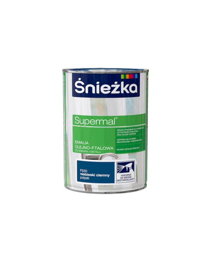 Farba do drewna i metalu Supermal 0,8 L niebieski ciemny ŚNIEŻKA Farba do drewna i metalu Supermal 0,8 L niebieski ciemny ŚNIEŻKA