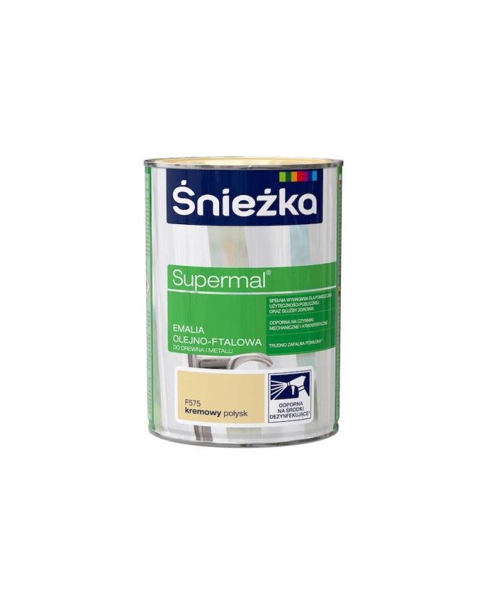 Farba do drewna i metalu kremowy 0,8 L Supermal ŚNIEŻKA Farba do drewna i metalu kremowy 0,8 L Supermal ŚNIEŻKA