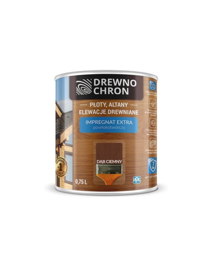 Impregnat do drewna Extra Dąb Ciemny 0,75 L - DREWNOCHRON Impregnat do drewna Extra Dąb Ciemny 0,75 L - DREWNOCHRON