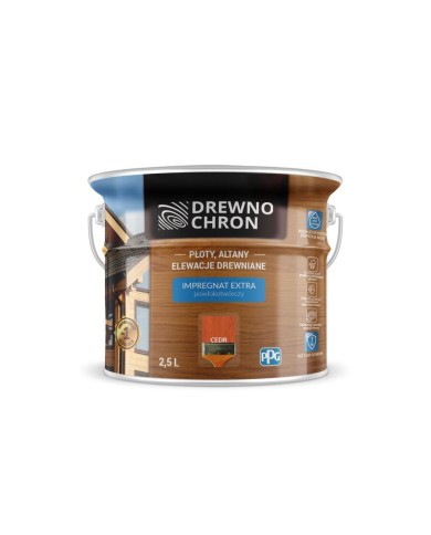 Impregnat do drewna Extra Cedr 2,5 L - Ochrona DREWNOCHRON Impregnat do drewna Extra Cedr 2,5 L - Ochrona DREWNOCHRON