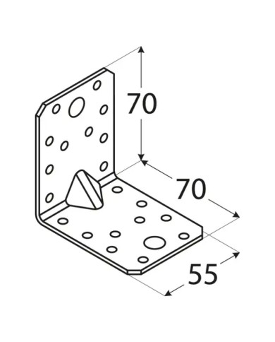 Kątownik z przetłoczeniem 70x70x55 mm, 2.5 mm KP 4 - Wysoka jakość Kątownik z przetłoczeniem 70x70x55 mm, 2.5 mm KP 4 - Wysoka jakość