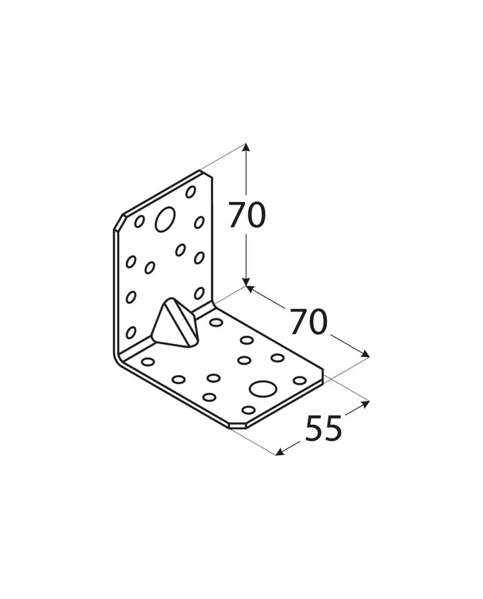 Kątownik z przetłoczeniem 70x70x55 mm, 2.5 mm KP 4 - Wysoka jakość Kątownik z przetłoczeniem 70x70x55 mm, 2.5 mm KP 4 - Wysoka jakość