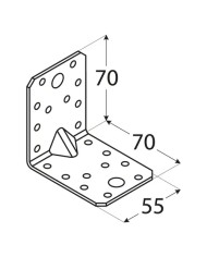 Kątownik z przetłoczeniem 70x70x55 mm, 2.5 mm KP 4 - Wysoka jakość Kątownik z przetłoczeniem 70x70x55 mm, 2.5 mm KP 4 - Wysoka jakość
