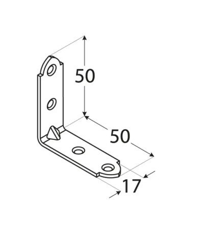 Kątownik wąski 50x50x17 mm z blachy ocynkowanej - KW50 Kątownik wąski 50x50x17 mm z blachy ocynkowanej - KW50