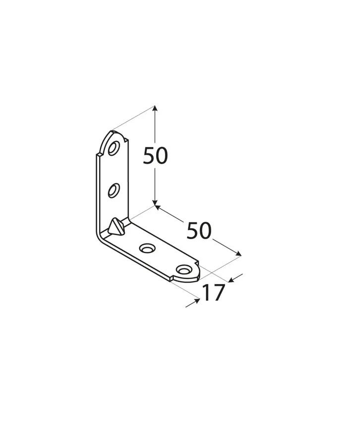 Kątownik wąski 50x50x17 mm z blachy ocynkowanej - KW50 Kątownik wąski 50x50x17 mm z blachy ocynkowanej - KW50