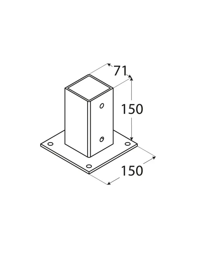 Podstawa słupa 70 z prostokątną podstawą 71x150x2 - Wysoka jakość
