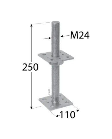 PSR 110 - Regulowana Podstawa Słupa 120, Gwintowana 110x250 PSR 110 - Regulowana Podstawa Słupa 120, Gwintowana 110x250