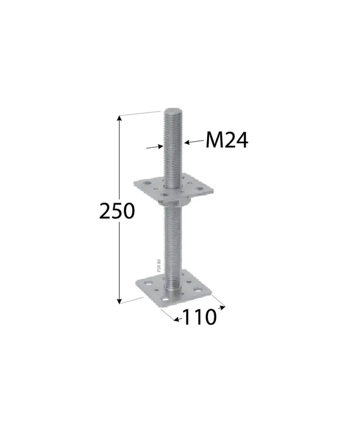 PSR 110 - Regulowana Podstawa Słupa 120, Gwintowana 110x250