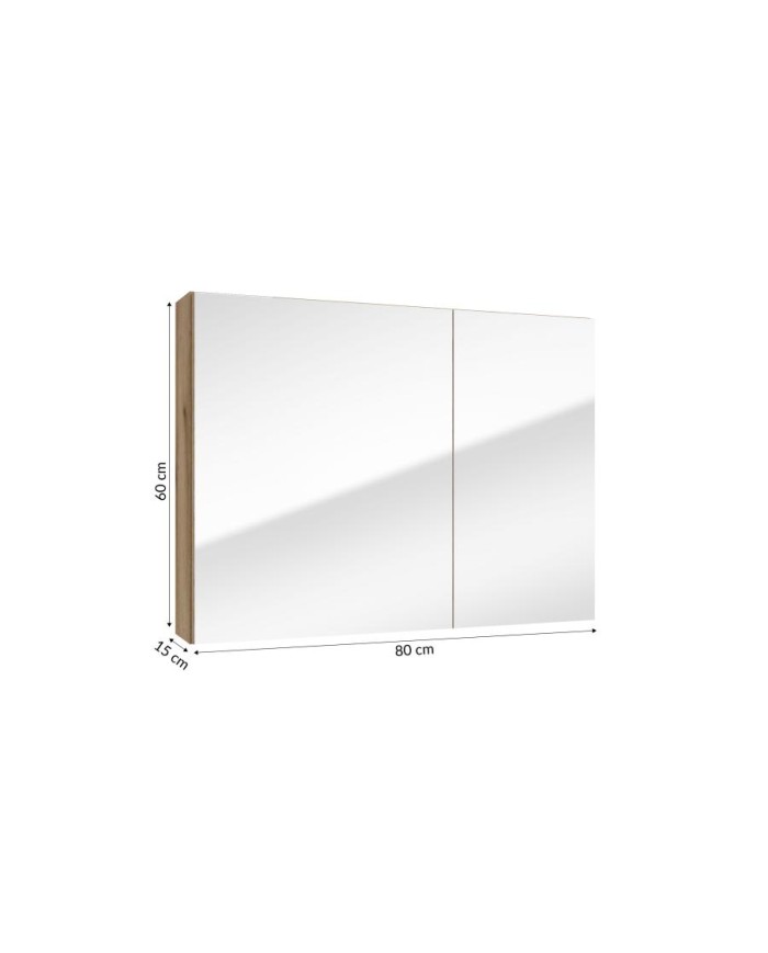 Szafka lustrzana RIETTI 80 cm - dąb evoke, lustro w zestawie Szafka lustrzana RIETTI 80 cm - dąb evoke, lustro w zestawie