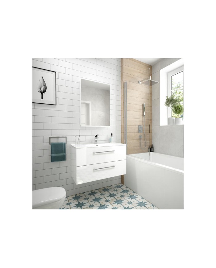 PINIA Zestaw szafka z umywalką 80 cm - biały połysk