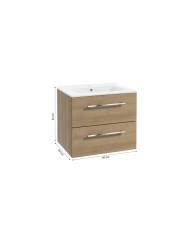 PINIA Zestaw szafka z umywalką 60 cm - buk truflowy PINIA Zestaw szafka z umywalką 60 cm - buk truflowy