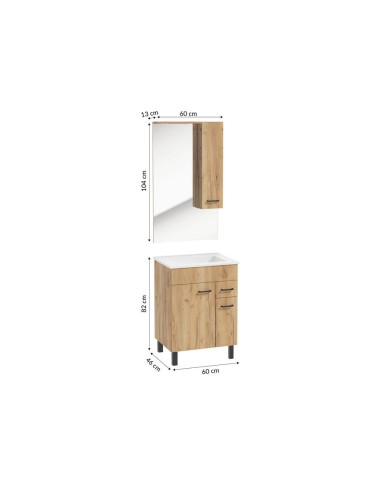 MEA NEW Zestaw szafka z umywalką 60 cm - dąb craft złoty MEA NEW Zestaw szafka z umywalką 60 cm - dąb craft złoty