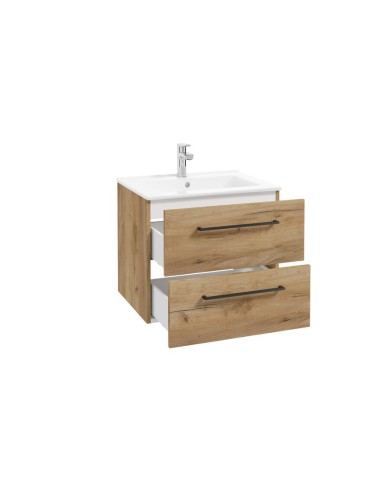 PINIA Zest szafka z umywalką 60cm - czarne uchwyty, dąb craft PINIA Zest szafka z umywalką 60cm - czarne uchwyty, dąb craft
