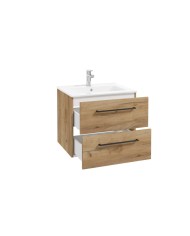 PINIA Zest szafka z umywalką 60cm - czarne uchwyty, dąb craft PINIA Zest szafka z umywalką 60cm - czarne uchwyty, dąb craft