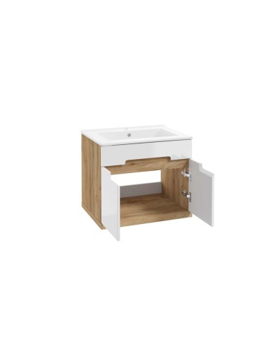 RONDA NEW Zestaw szafka 60 cm - dąb złoty, biały połysk RONDA NEW Zestaw szafka 60 cm - dąb złoty, biały połysk