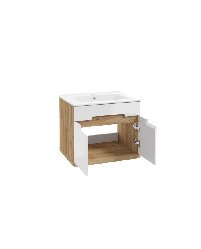 RONDA NEW Zestaw szafka 60 cm - dąb złoty, biały połysk RONDA NEW Zestaw szafka 60 cm - dąb złoty, biały połysk