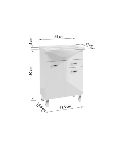 MEA Zestaw szafka z umywalką 65 cm - Biały Połysk L1562 K MEA Zestaw szafka z umywalką 65 cm - Biały Połysk L1562 K