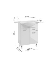 MEA Zestaw szafka z umywalką 65 cm - Biały Połysk L1562 K