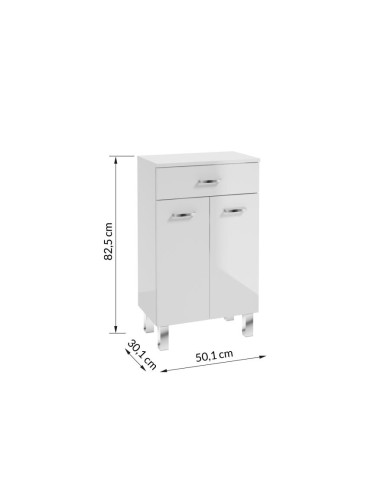 MEA Szafka Stojąca 50 cm - Biały Połysk, Elegancki Design MEA Szafka Stojąca 50 cm - Biały Połysk, Elegancki Design