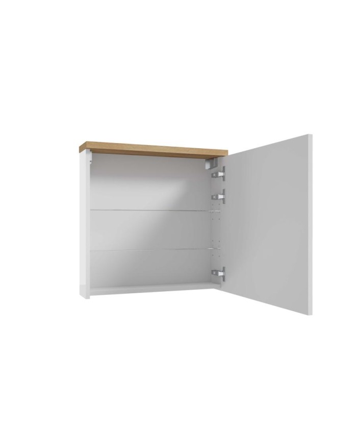 Szafka lustrzana Ronda 60cm - biały połysk, dąb złoty