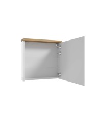 Szafka lustrzana Ronda 60cm - biały połysk, dąb złoty