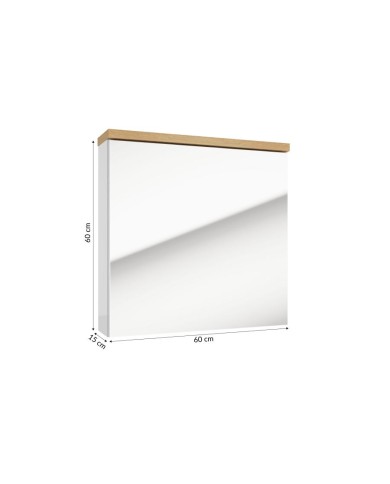 Szafka lustrzana Ronda 60cm - biały połysk, dąb złoty