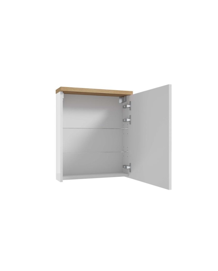 Szafka lustrzana Ronda 50cm - biały połysk, dąb złoty