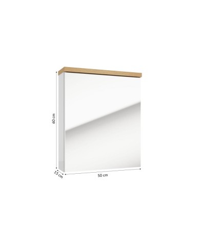 Szafka lustrzana Ronda 50cm - biały połysk, dąb złoty