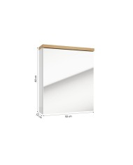 Szafka lustrzana Ronda 50cm - biały połysk, dąb złoty