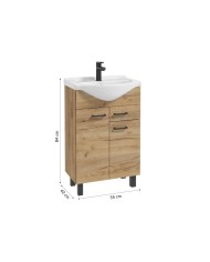 MEA Zestaw szafka z umywalką 55cm, czarne uchwyty - L1521K MEA Zestaw szafka z umywalką 55cm, czarne uchwyty - L1521K