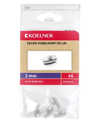 Zacisk linowy kubełkowy 3mm - 4 sztuki | Wysoka jakość i trwałość Zacisk linowy kubełkowy 3mm - 4 sztuki | Wysoka jakość i trwałość