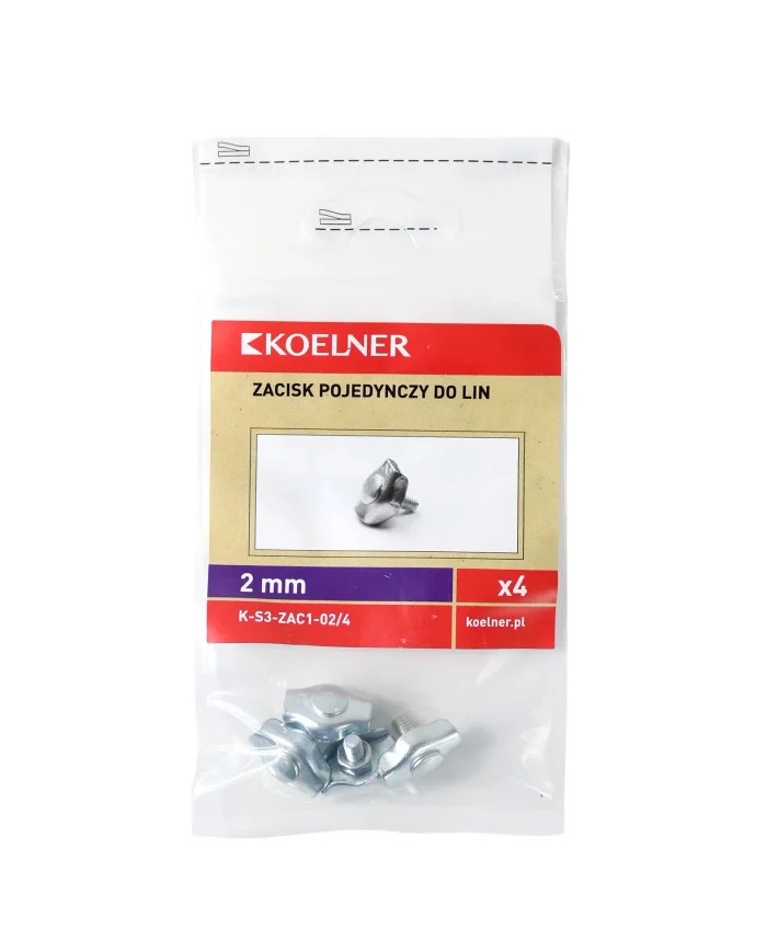 Zacisk linowy siodełkowy 2mm - 4 sztuki, pojedynczy zestaw Zacisk linowy siodełkowy 2mm - 4 sztuki, pojedynczy zestaw