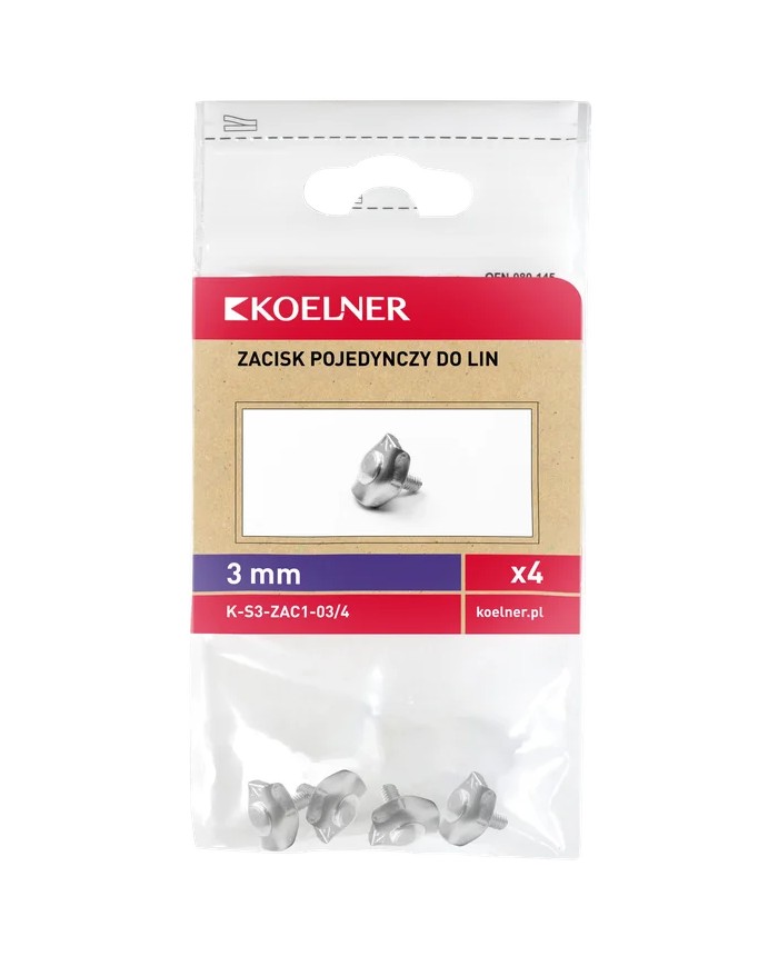 Zacisk linowy siodełkowy 3mm - 4 sztuki, pojedynczy zestaw Zacisk linowy siodełkowy 3mm - 4 sztuki, pojedynczy zestaw