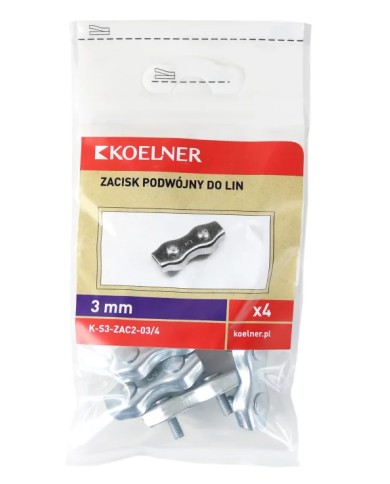 Zacisk linowy siodełkowy 3mm - 4 szt. podwójny do zastosowań Zacisk linowy siodełkowy 3mm - 4 szt. podwójny do zastosowań